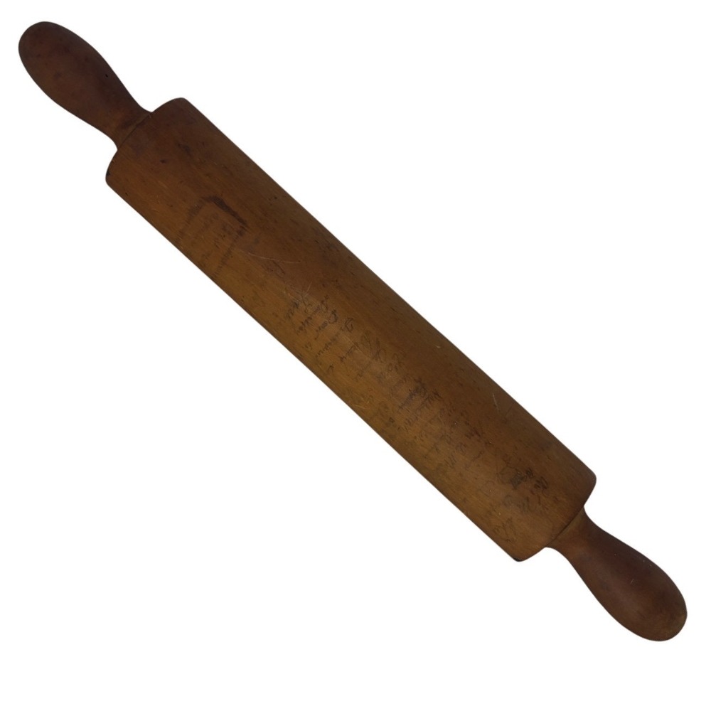 Wooden Rolling Pin Primitive Handwritten Script Antique Farmhouse Decor Vintage